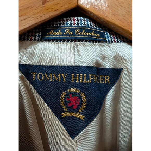 Tommy Hilfiger Mens Houndstooth Blazer 48L Wool/Silk Blend - Picture 2 of 7